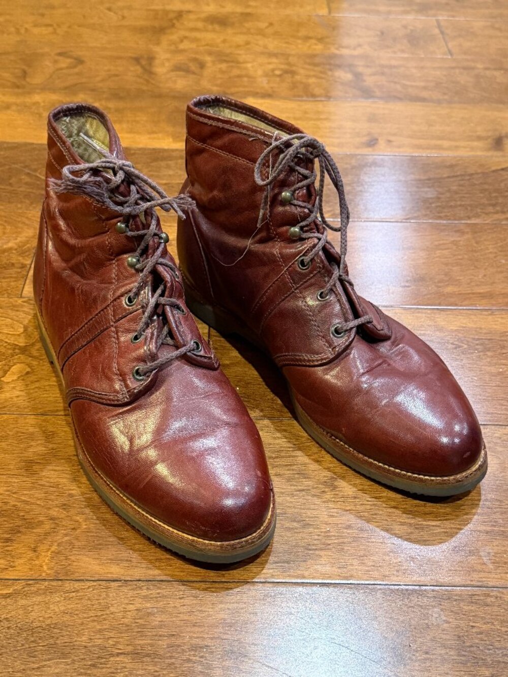 Leather Chukka Boots Size 10 M Brown, Cap Toe Lace Up Ankle Boots